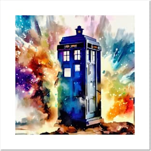 Watercolor Tardis Posters and Art